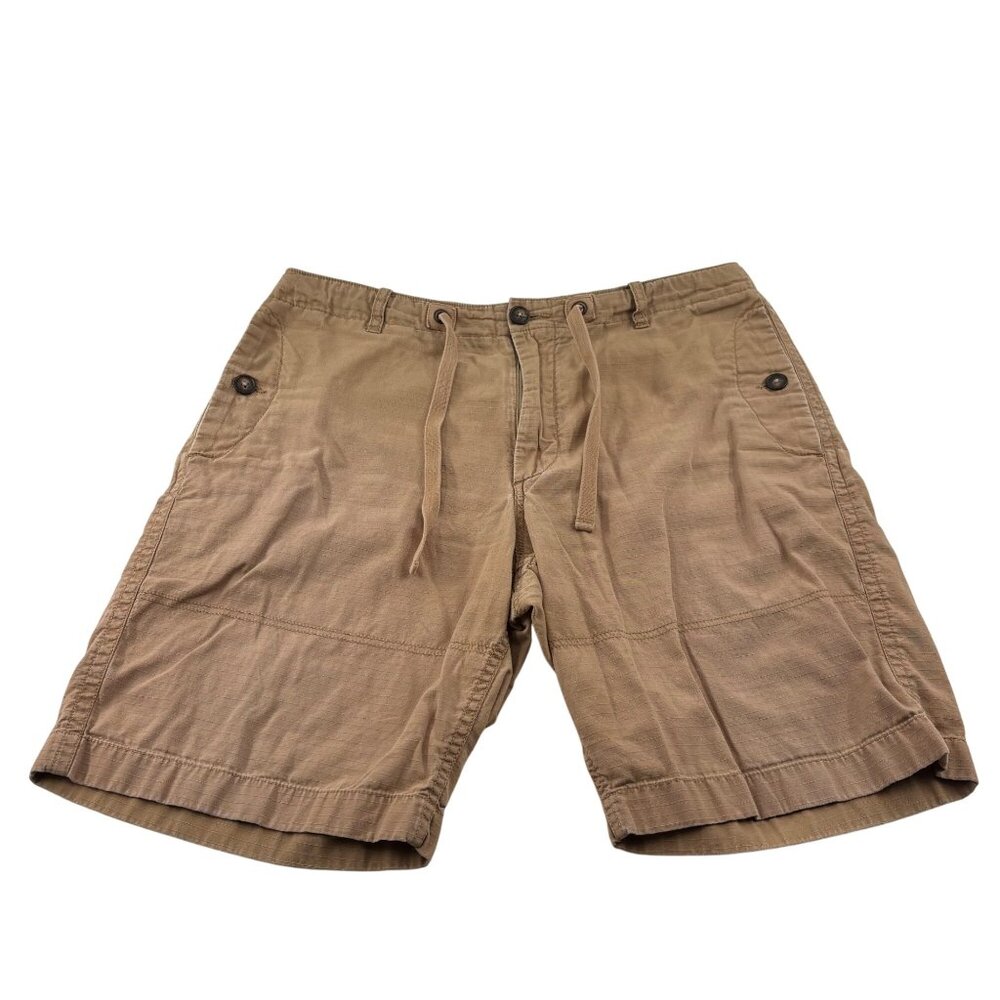 J.Crew Mens Ripstop Cargo Shorts Tan Brown Drawstring Waist Size‎ 35 Cotton